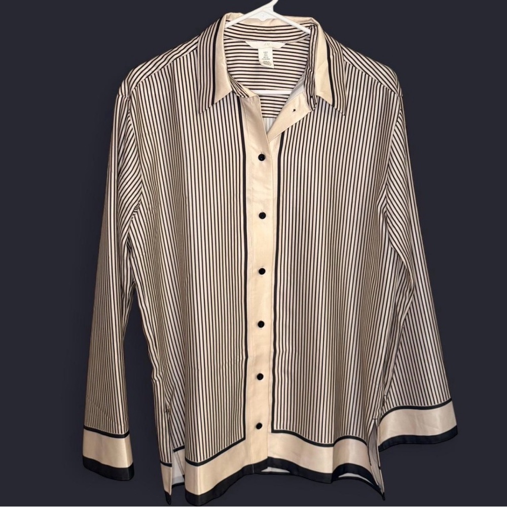 H&M Black and White Striped Button Down Shirt